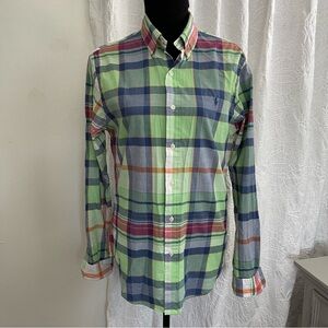 Ralph Lauren Slim Oxford Plaid Cotton Shirt Embroidered Pony Size M